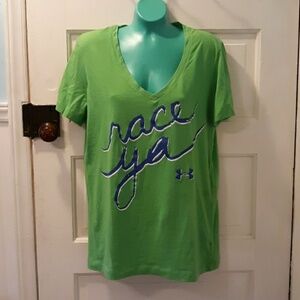 Under Armour green large Race Ya tee